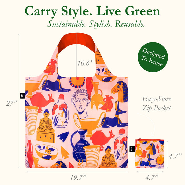 LOQI KIMBERLY CARPENTER Ancient Artifacts Recycled Reusable Shopping Bag (Set of 2)