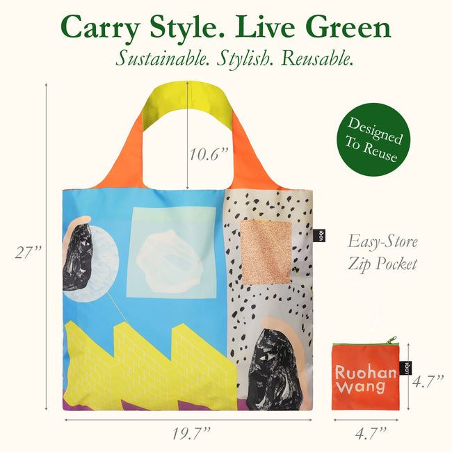 LOQI RUOHAN WANG Parallel World Recycled Reusable Shopping Bag (Set of 2)