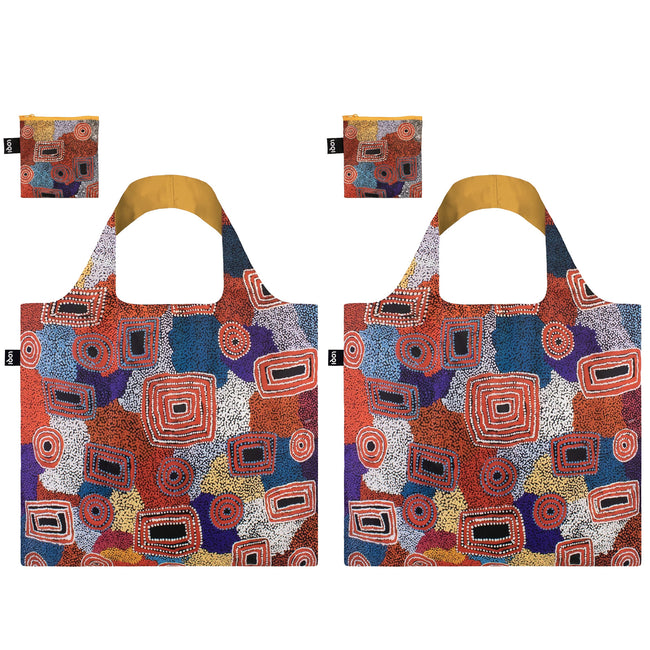 LOQI ADA NANGALA DIXON Water Dreaming Red Recycled Reusable Shopping Bag (Set of 2)