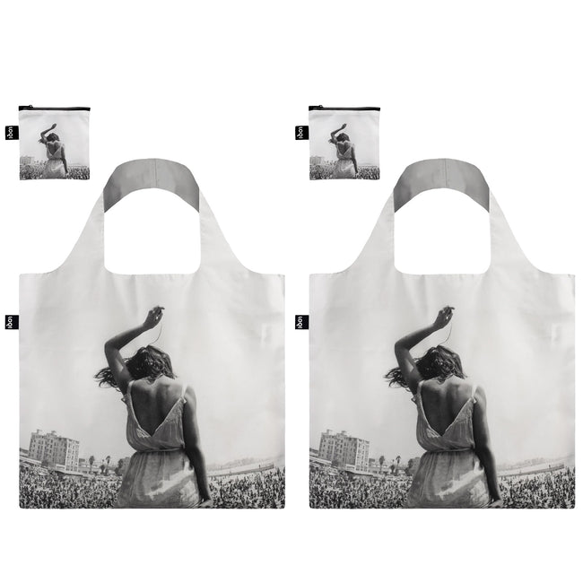 LOQI DENNIS STOCK Venice Beach Rock Festival Recycled Reusable Shopping Bag (Set of 2)