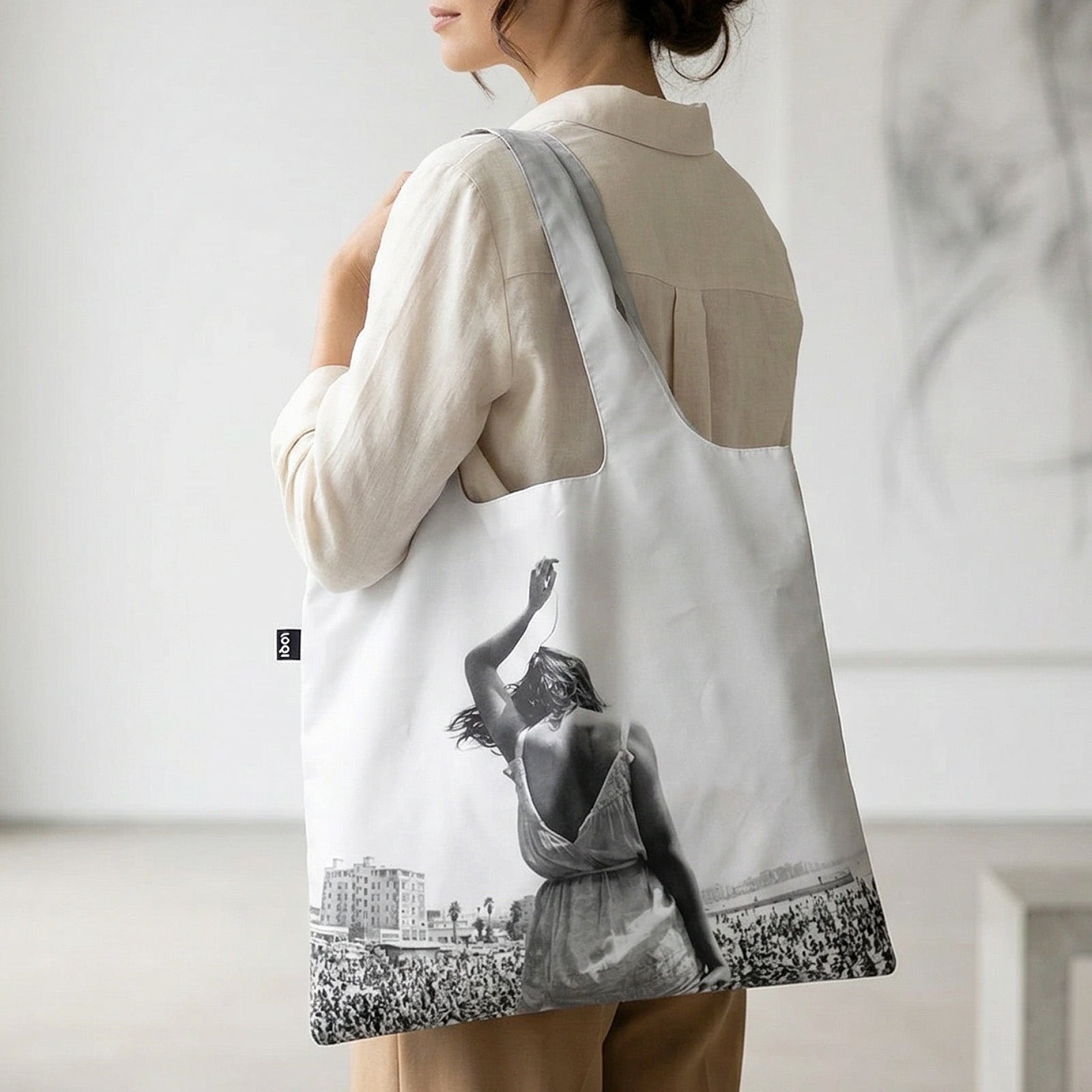LOQI DENNIS STOCK Venice Beach Rock Festival Recycled Reusable Shopping Bag (Set of 2)