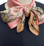 Wrapables Womens 2 Piece Silky Feeling Satin Square Scarf Set, 26.5x26.5 Inch Neckerchief [A75247, A74030], Pink Leopard