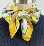 Wrapables Womens 2 Piece Silky Feeling Satin Square Scarf Set, 26.5x26.5 Inch Neckerchief [A75151, A75257], Lemon Blue