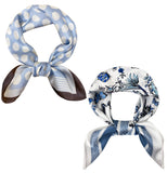 Wrapables Womens 2 Piece Silky Feeling Satin Square Scarf Set, 26.5x26.5 Inch Neckerchief [A74035, A75250], Dots Floral