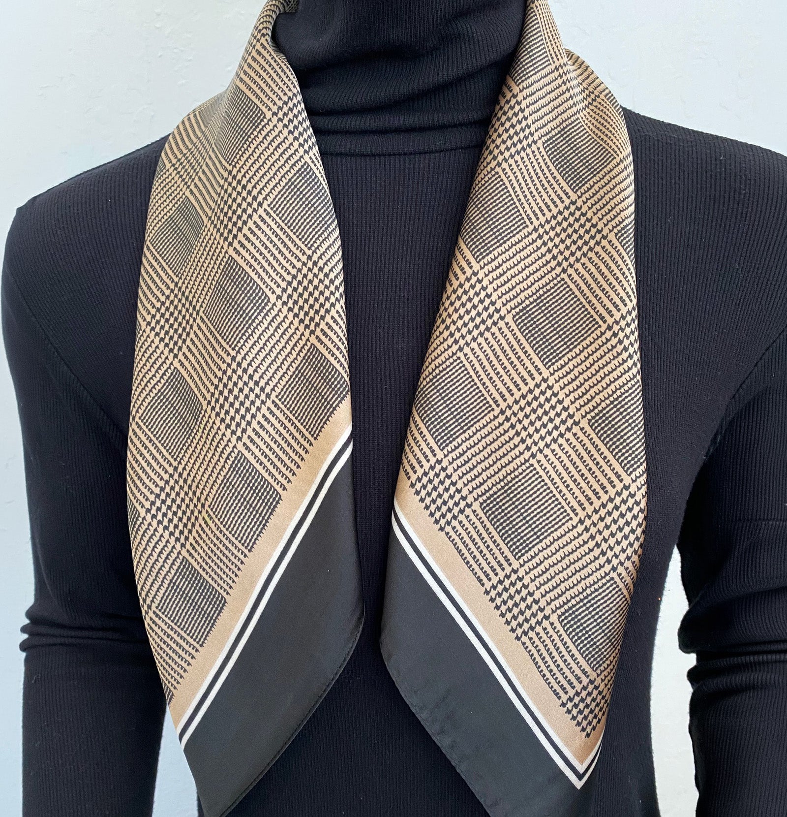 Wrapables Womens 2 Piece Silky Feeling Satin Square Scarf Set, 26.5x26.5 Inch Neckerchief [A75255, A74025], Circle Check