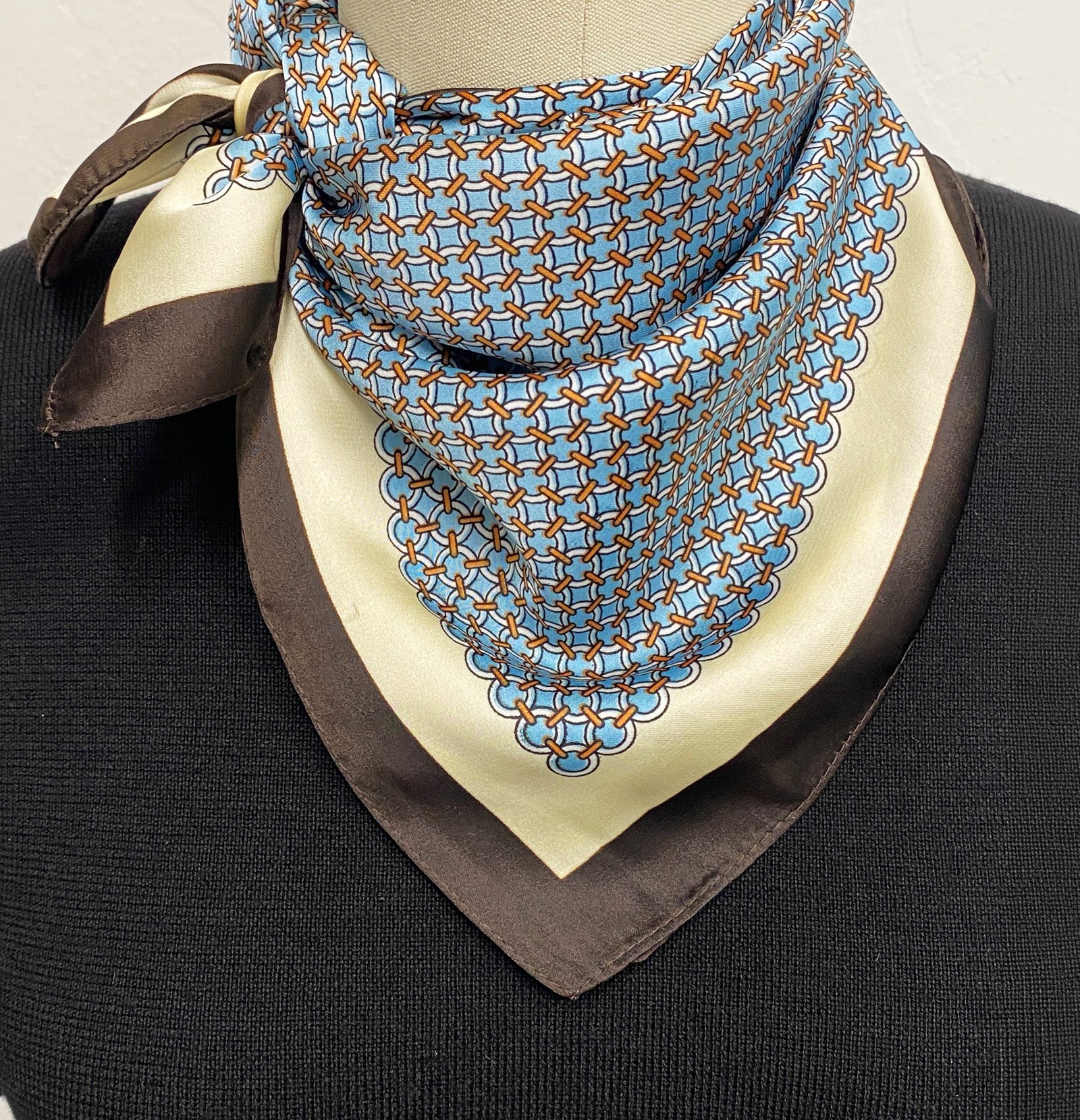 Wrapables Womens 2 Piece Silky Feeling Satin Square Scarf Set, 26.5x26.5 Inch Neckerchief [A75255, A74025], Circle Check