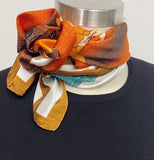 Wrapables Womens 2 Piece Silky Feeling Satin Square Scarf Set, 26.5x26.5 Inch Neckerchief [A75251, A75236], Ginkgo Iris