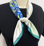 Wrapables Womens 2 Piece Silky Feeling Satin Square Scarf Set, 26.5x26.5 Inch Neckerchief [A75251, A75236], Ginkgo Iris