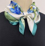 Wrapables Womens 2 Piece Silky Feeling Satin Square Scarf Set, 26.5x26.5 Inch Neckerchief [A75251, A75236], Ginkgo Iris