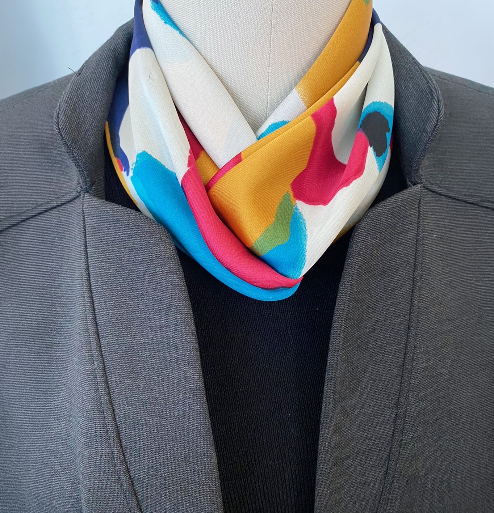 Wrapables Womens 2 Piece Silky Feeling Satin Square Scarf Set, 26.5x26.5 Inch Neckerchief [A74029, A74020], Stirrups AB