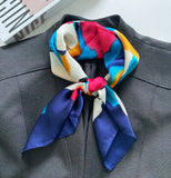 Wrapables Womens 2 Piece Silky Feeling Satin Square Scarf Set, 26.5x26.5 Inch Neckerchief [A74029, A74020], Stirrups AB