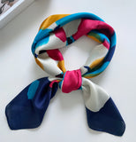 Wrapables Womens 2 Piece Silky Feeling Satin Square Scarf Set, 26.5x26.5 Inch Neckerchief [A74029, A74020], Stirrups AB