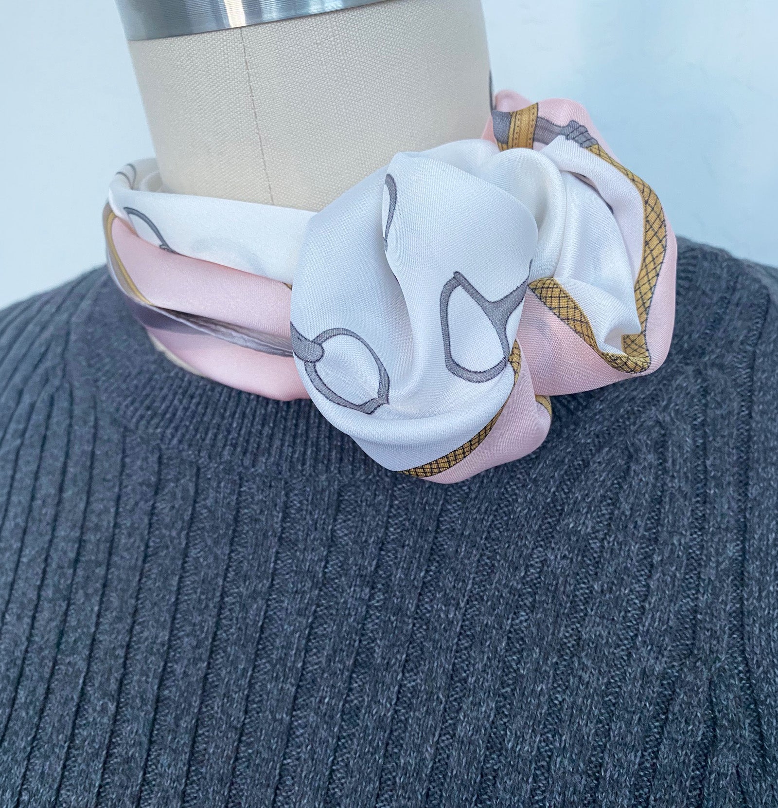 Wrapables Womens 2 Piece Silky Feeling Satin Square Scarf Set, 26.5x26.5 Inch Neckerchief [A74029, A74020], Stirrups AB