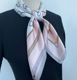 Wrapables Womens 2 Piece Silky Feeling Satin Square Scarf Set, 26.5x26.5 Inch Neckerchief [A74029, A74020], Stirrups AB