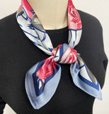Wrapables Womens 2 Piece Silky Feeling Satin Square Scarf Set, 26.5x26.5 Inch Neckerchief [A75256, A75249], Rose Floral