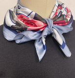 Wrapables Womens 2 Piece Silky Feeling Satin Square Scarf Set, 26.5x26.5 Inch Neckerchief [A75256, A75249], Rose Floral