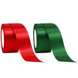 Wrapables Satin Ribbon for Gift Wrap, Weddings, Floral Bouquets, DIY Crafts, 1.5 Inch x 50 Yards (Set of 2), Red / Green
