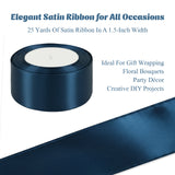 Wrapables Satin Ribbon for Gift Wrap, Weddings, Floral Bouquets, DIY Crafts, 1.5 Inch x 50 Yards (Set of 2), Sky Blue / Navy