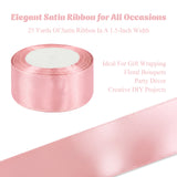 Wrapables Satin Ribbon for Gift Wrapping, Weddings, Floral Bouquets, DIY Crafts, 1.5 Inch x 50 Yards (Set of 2), Champagne / Pink