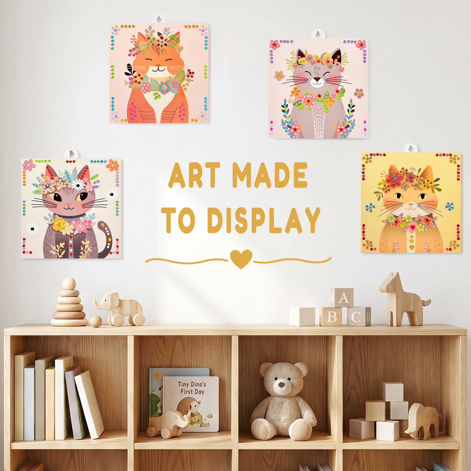 Wrapables Gem Sticker Art Kit, Diamond Painting Arts and Crafts Supplies, Gemstone Sticker DIY Crafts, Cats