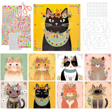 Wrapables Gem Sticker Art Kit, Diamond Painting Arts and Crafts Supplies, Gemstone Sticker DIY Crafts, Cats