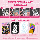 Wrapables Foil Art Kit, Mess-Free DIY Arts and Crafts Supplies, DIY Foil and Coloring Set For Girls Ages 3 and Up, Princess and Fantasy