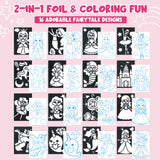 Wrapables Foil Art Kit, Mess-Free DIY Arts and Crafts Supplies, DIY Foil and Coloring Set For Girls Ages 3 and Up, Princess and Fantasy
