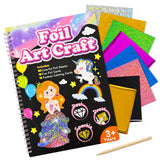 Wrapables Foil Art Kit, Mess-Free DIY Arts and Crafts Supplies, DIY Foil and Coloring Set For Girls Ages 3 and Up, Princess and Fantasy