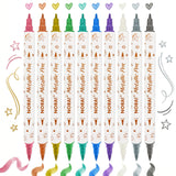 Wrapables 10ct Metallic Dual-Tip Markers, Brush and Fine Point Tip, for Scrapbooking, Journals, Card Making, Black Paper, DIY Arts and Crafts