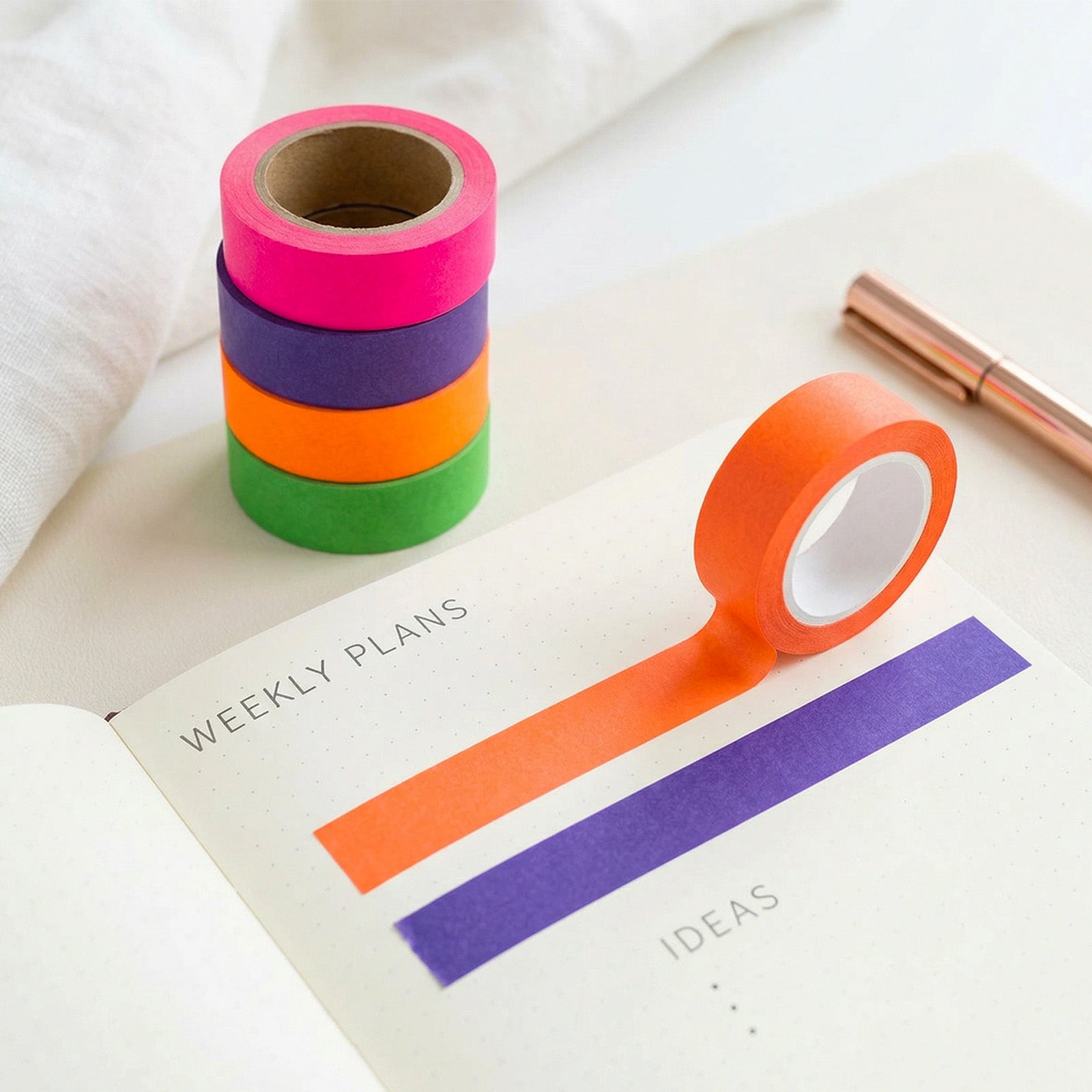 Wrapables Colorful Washi Masking Tape, Solid Tangelo Orange