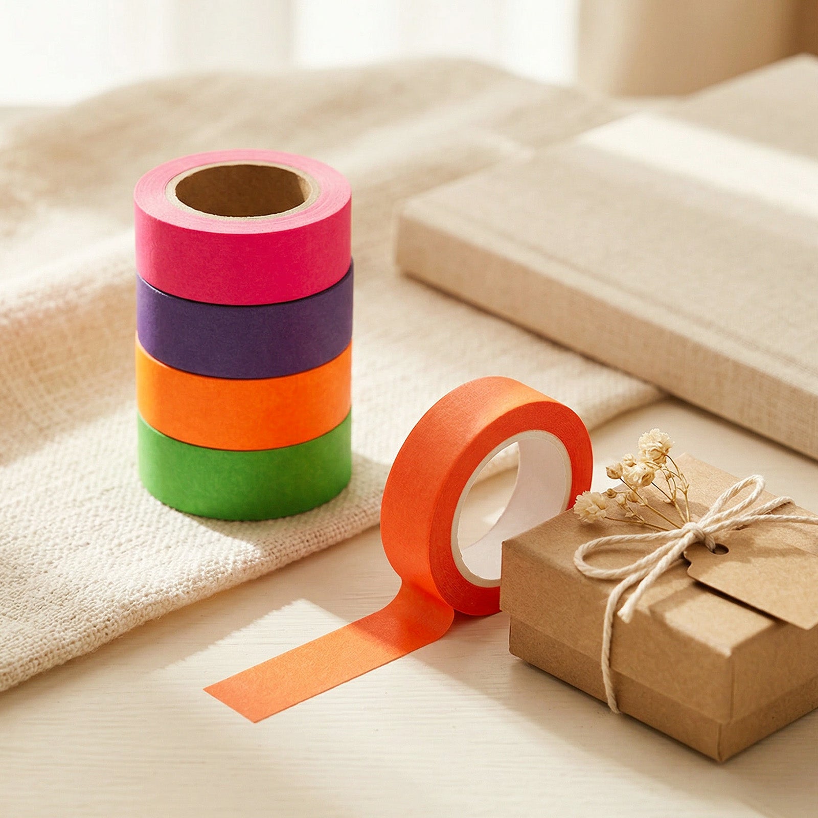 Wrapables Colorful Washi Masking Tape, Solid Tangelo Orange