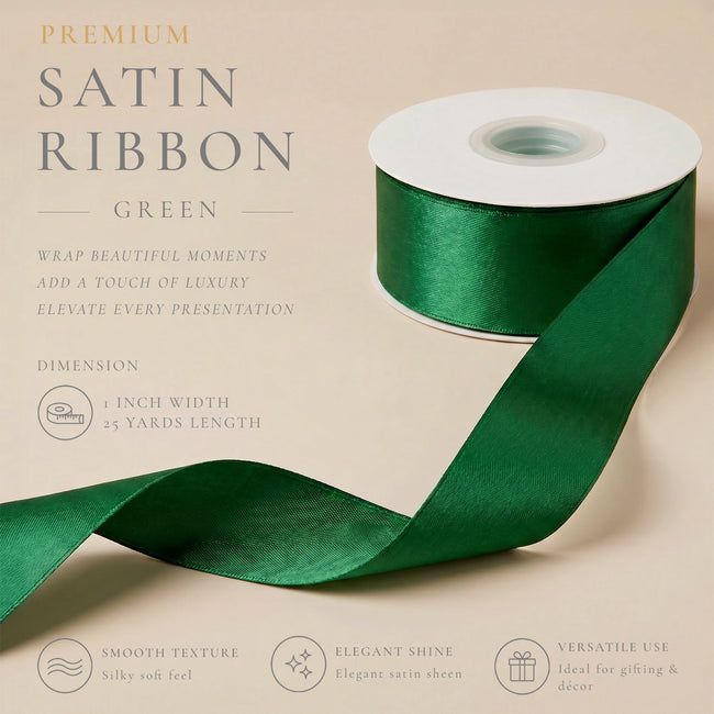 Wrapables Gift Wrapping, Wedding Decor, Floral Bouquets, DIY Crafts Satin Ribbon 1 Inch x 50 Yards (Set of 2), Greens