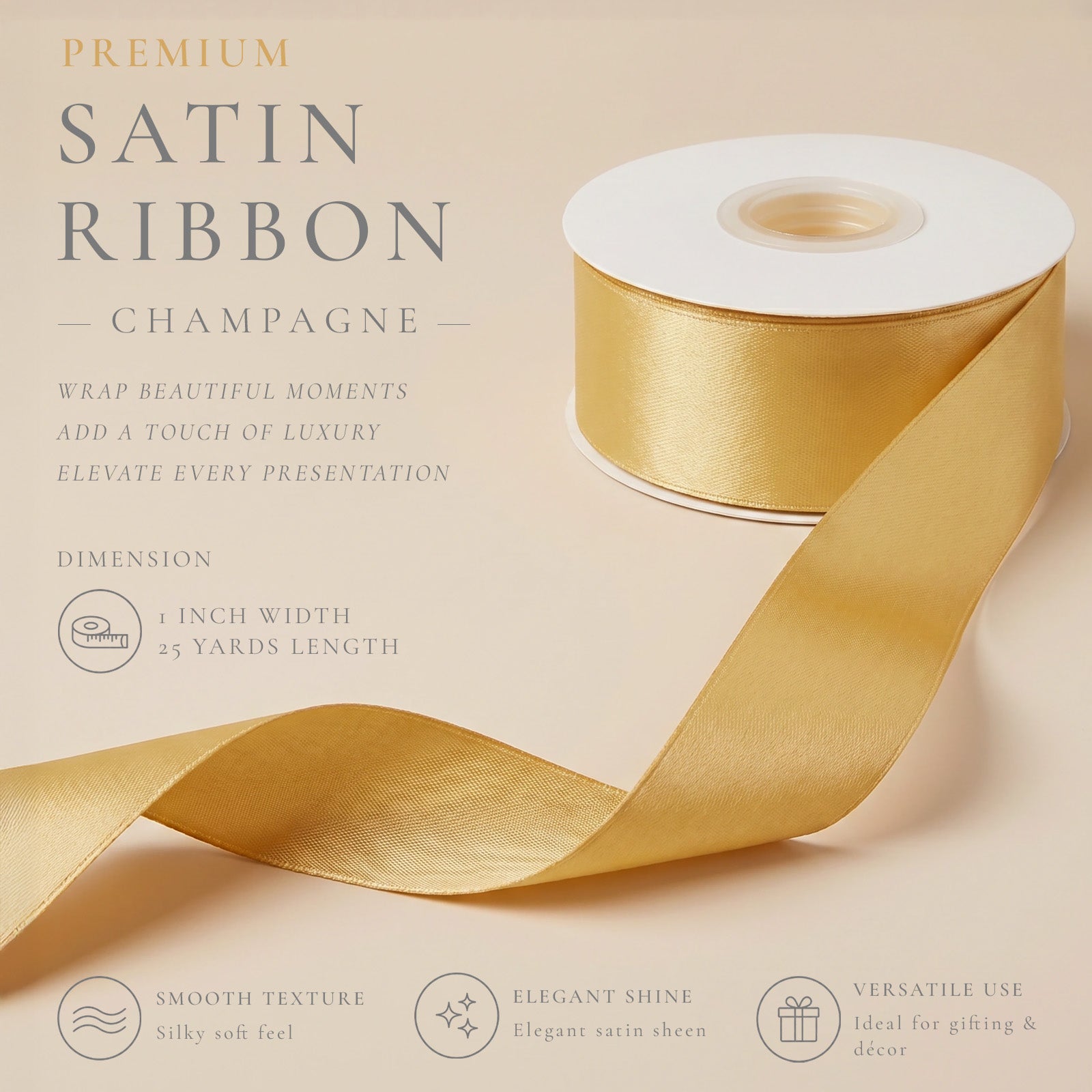 Wrapables Gift Wrapping, Wedding Decor, Floral Bouquets, DIY Crafts Satin Ribbon 1 Inch x 50 Yards (Set of 2), Spirits