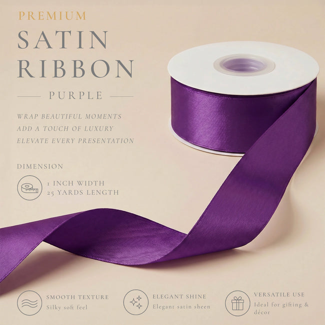 Wrapables Gift Wrapping, Wedding Decor, Floral Bouquets, DIY Crafts Satin Ribbon 1 Inch x 50 Yards (Set of 2), Purples