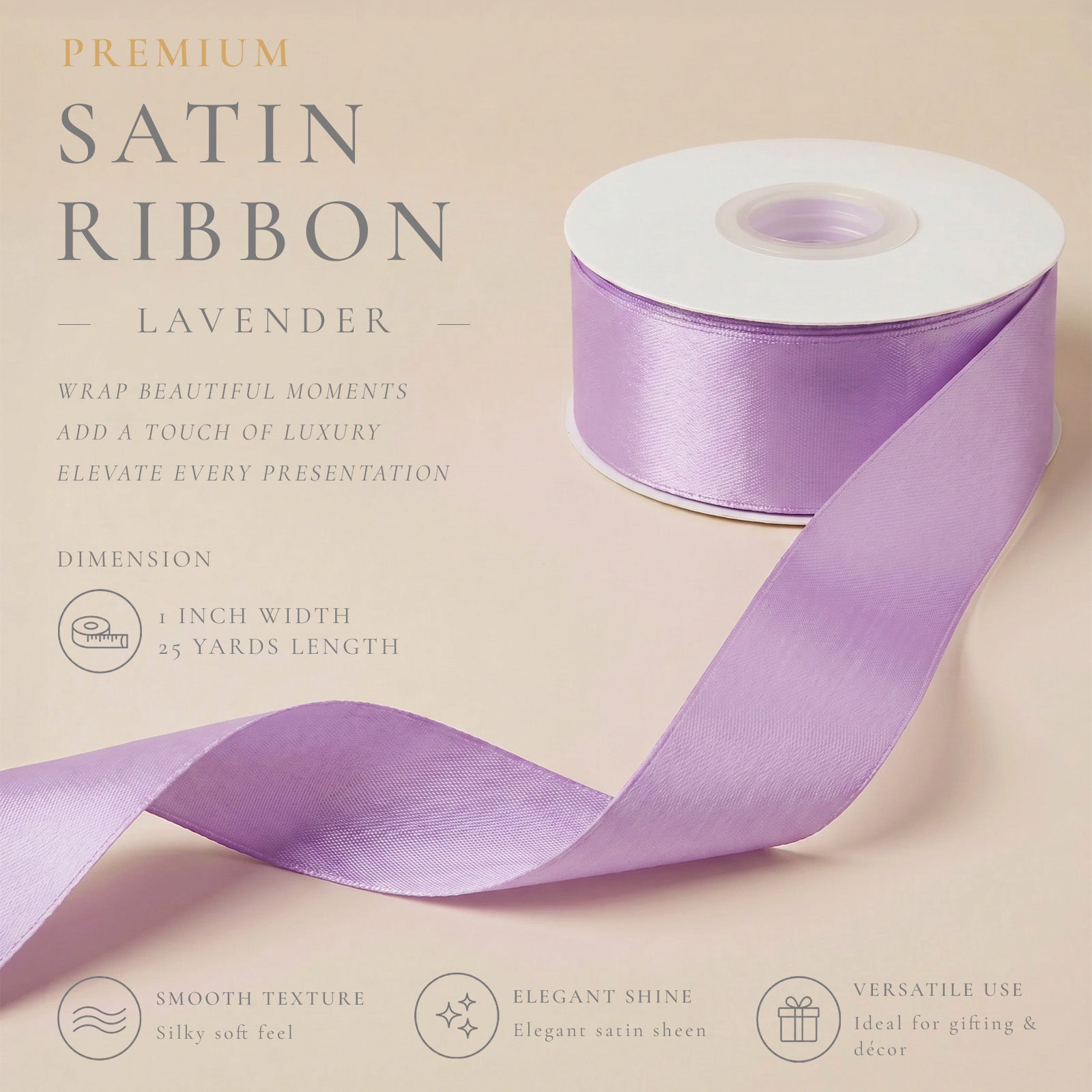 Wrapables Gift Wrapping, Wedding Decor, Floral Bouquets, DIY Crafts Satin Ribbon 1 Inch x 50 Yards (Set of 2), Purples