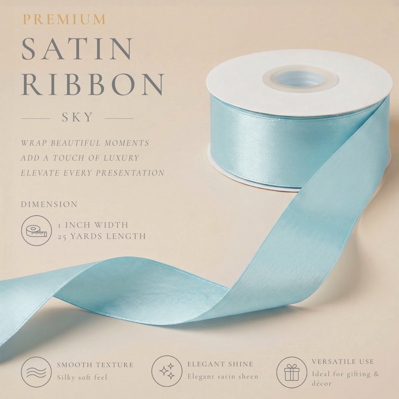 Wrapables Gift Wrapping, Wedding Decor, Floral Bouquets, DIY Crafts Satin Ribbon 1 Inch x 50 Yards (Set of 2), Pastel