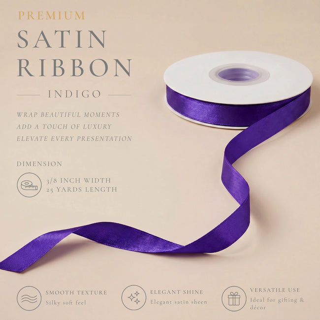 Wrapables Gift Wrapping, Wedding Decor, Floral Bouquets, DIY Crafts Satin Ribbon 3/8 Inch x 75 Yards (Set of 3), Purples