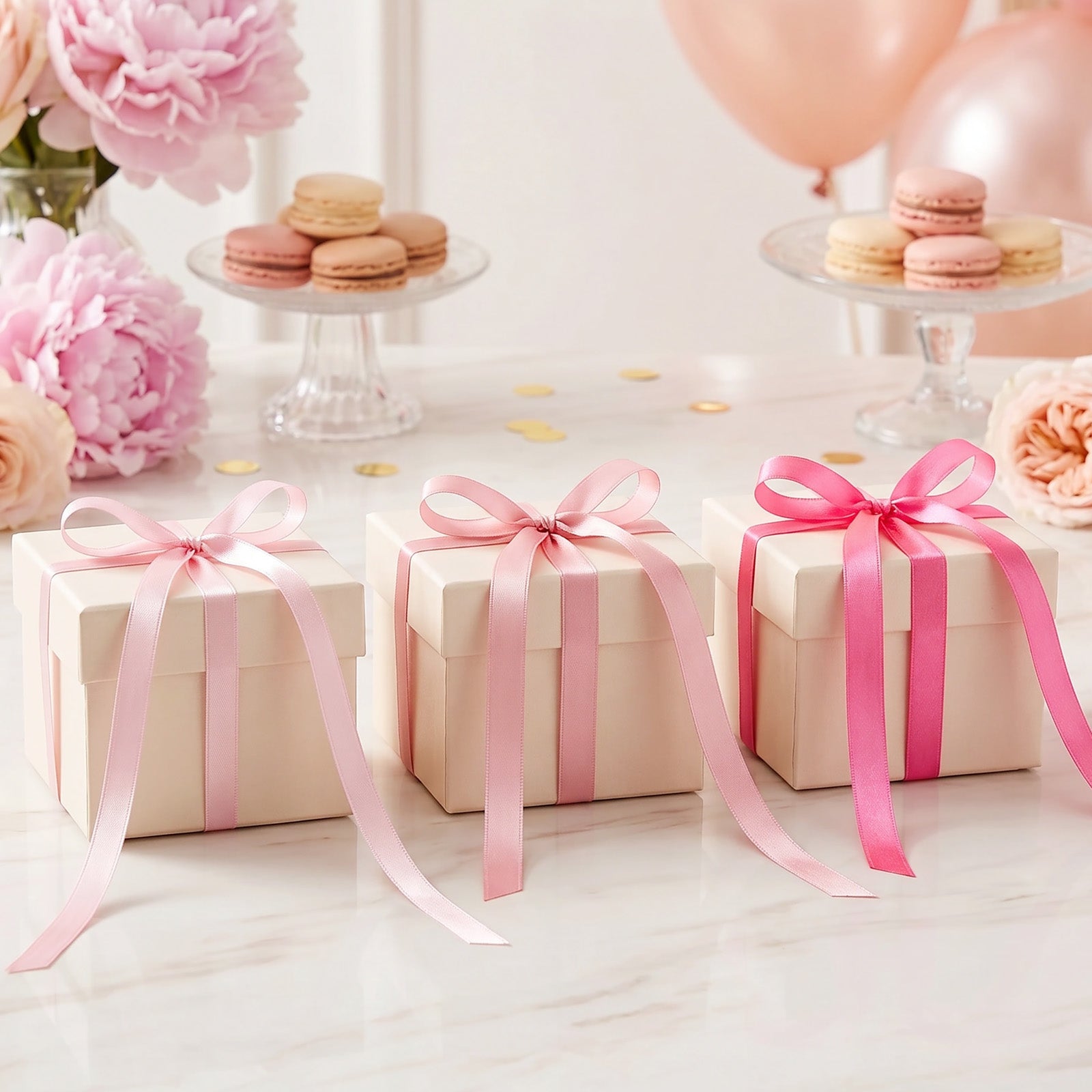 Wrapables Gift Wrapping, Wedding Decor, Floral Bouquets, DIY Crafts Satin Ribbon 3/8 Inch x 75 Yards (Set of 3), Pinks