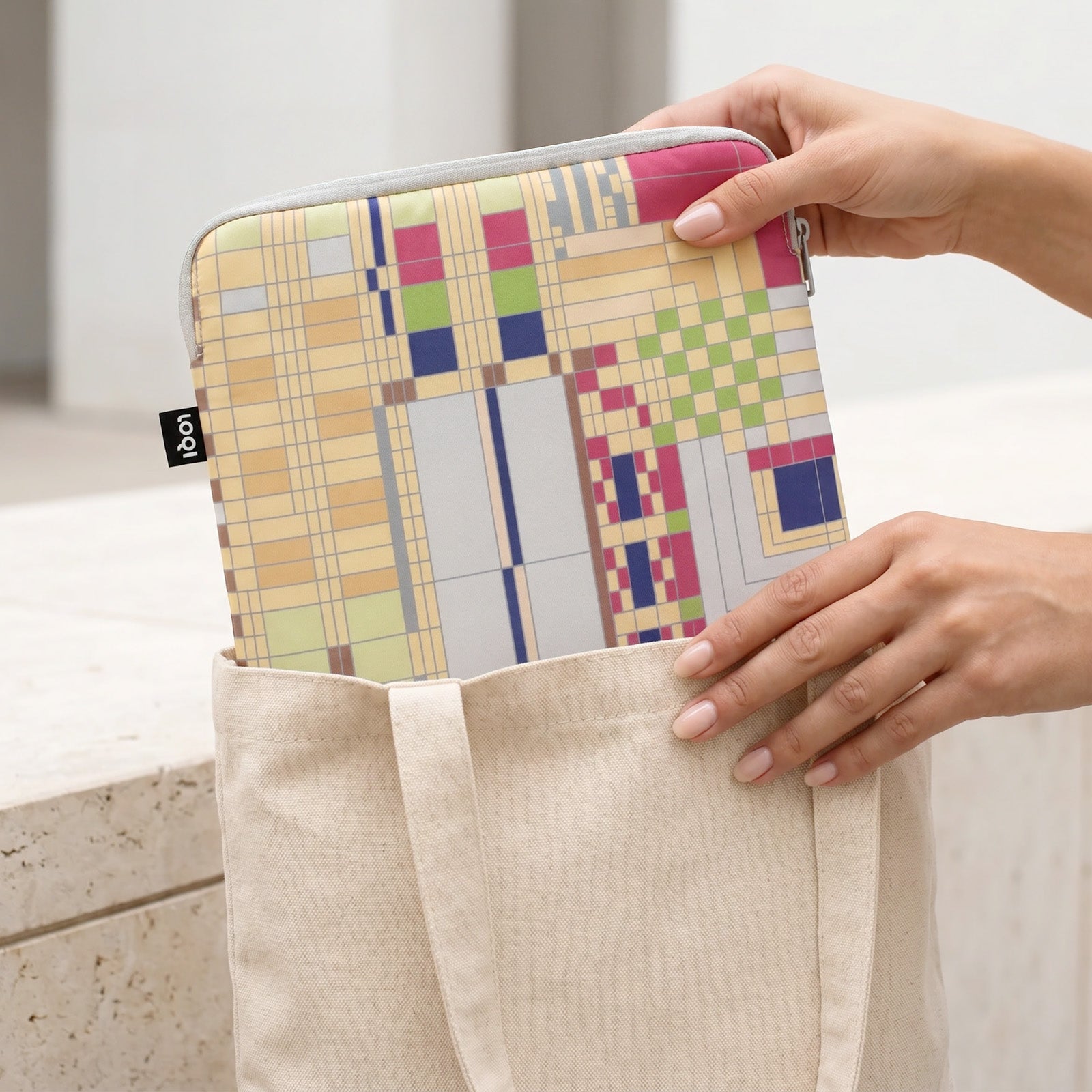 LOQI FRANK LLOYD WRIGHT Old Fashion Windows Recycled Laptop Sleeve
