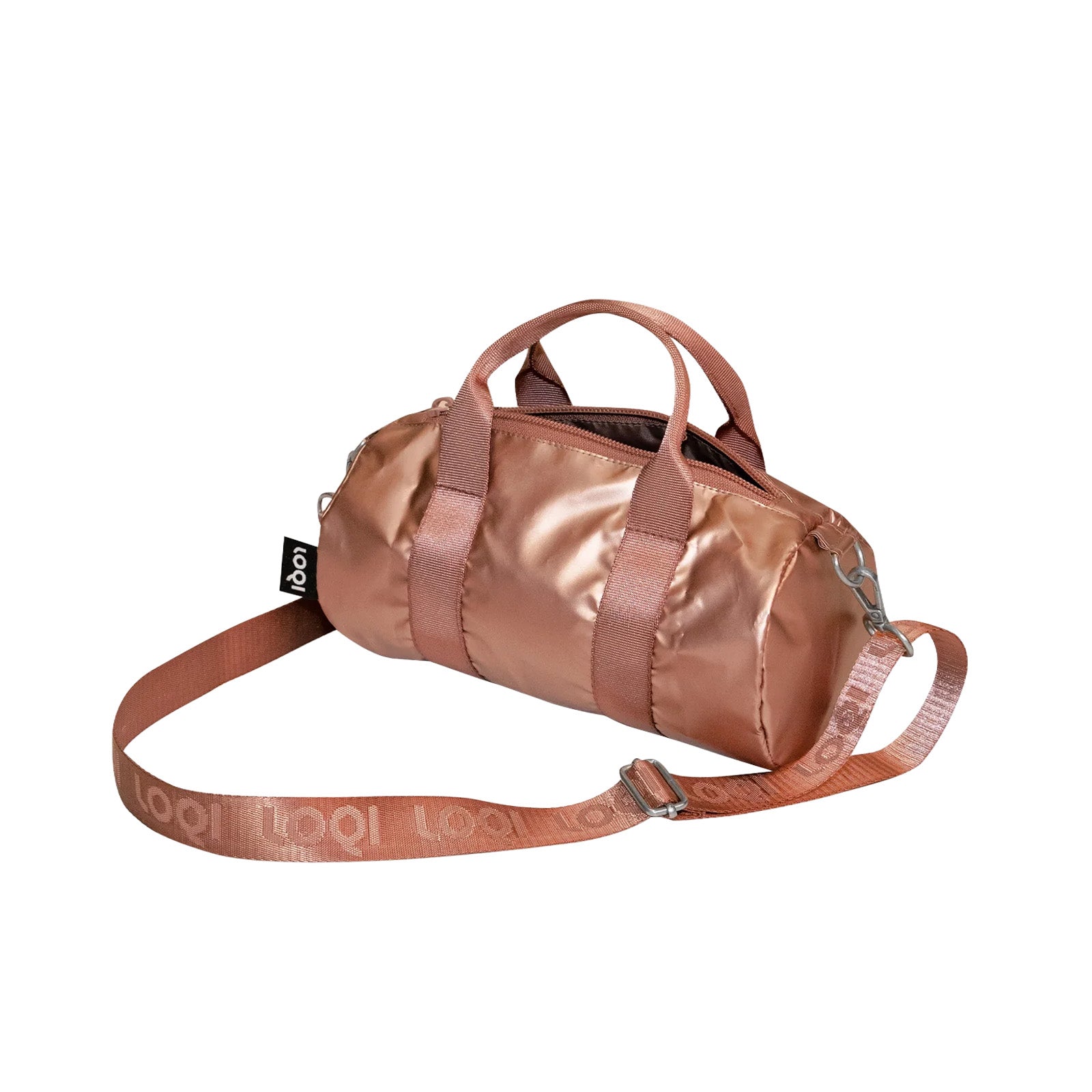 LOQI METALLIC Rose Gold Small Weekender, Handbag, Crossbody Bag, Sling Bag