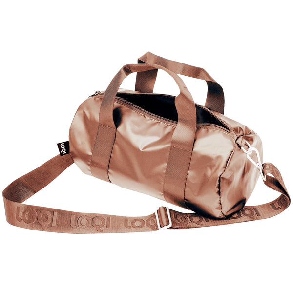 LOQI METALLIC Rose Gold Medium Weekender, Handbag, Crossbody Bag