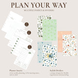 Wrapables A6 Shoulder Planner and Journal Bag, Refillable Undated Daily/Weekly Hardcover Premium Planner, Lined Journal Notebook, Sage Green