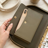 Wrapables A6 Shoulder Planner and Journal Bag, Refillable Undated Daily/Weekly Hardcover Premium Planner, Lined Journal Notebook, Sage Green