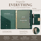 Wrapables A5 Croc-Embossed Planner and Journal Clutch, Refillable Undated Daily/Weekly Hardcover Premium Planner, Journal Notebook, Emerald Luxe