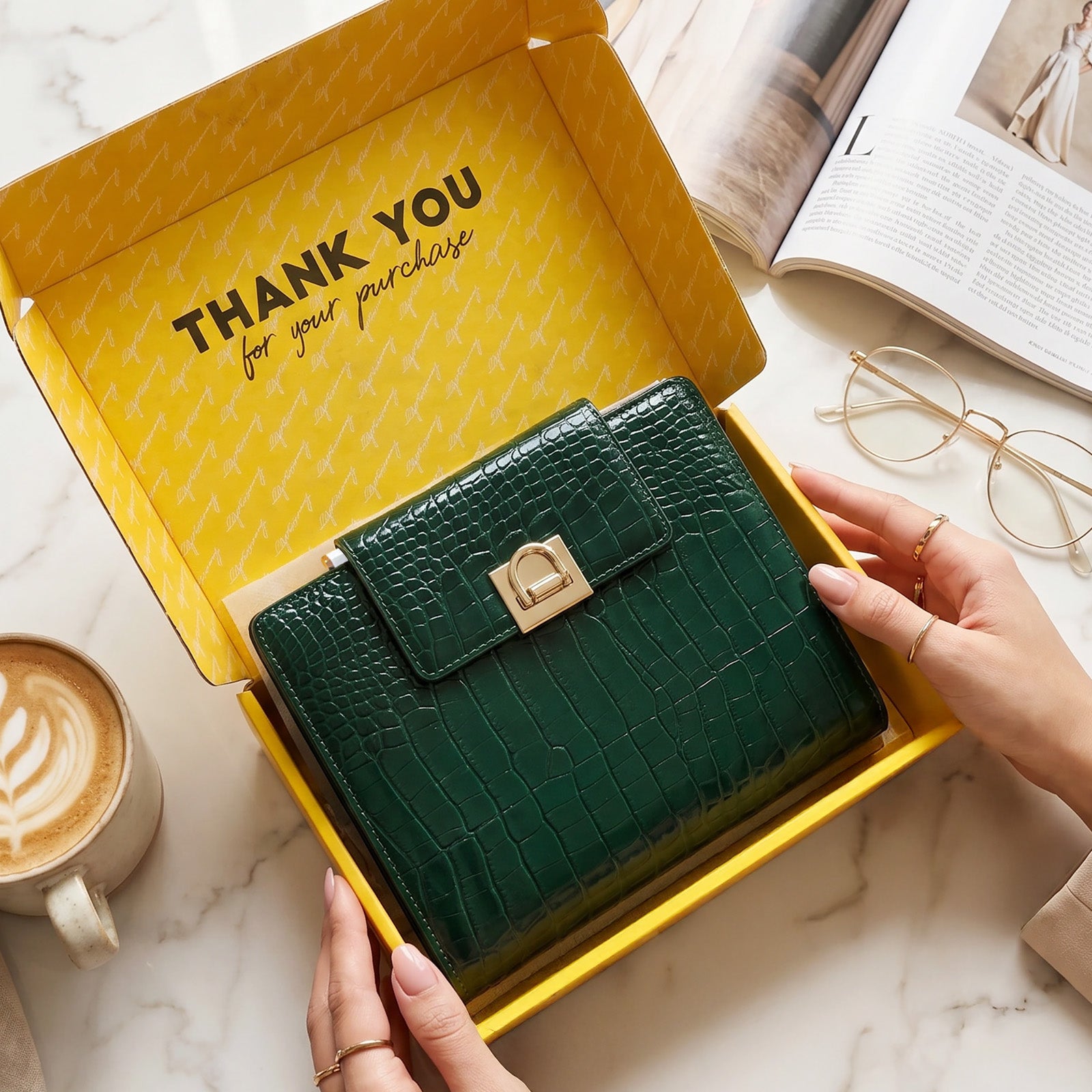 Wrapables A5 Croc-Embossed Planner and Journal Clutch, Refillable Undated Daily/Weekly Hardcover Premium Planner, Journal Notebook, Emerald Luxe