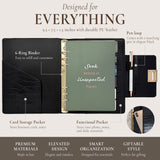 Wrapables Undated Daily/Weekly Planner, Journal Notebook, A5 Croc-Embossed Refillable Hardcover Premium Planner, Journal Clutch, Classic Noir
