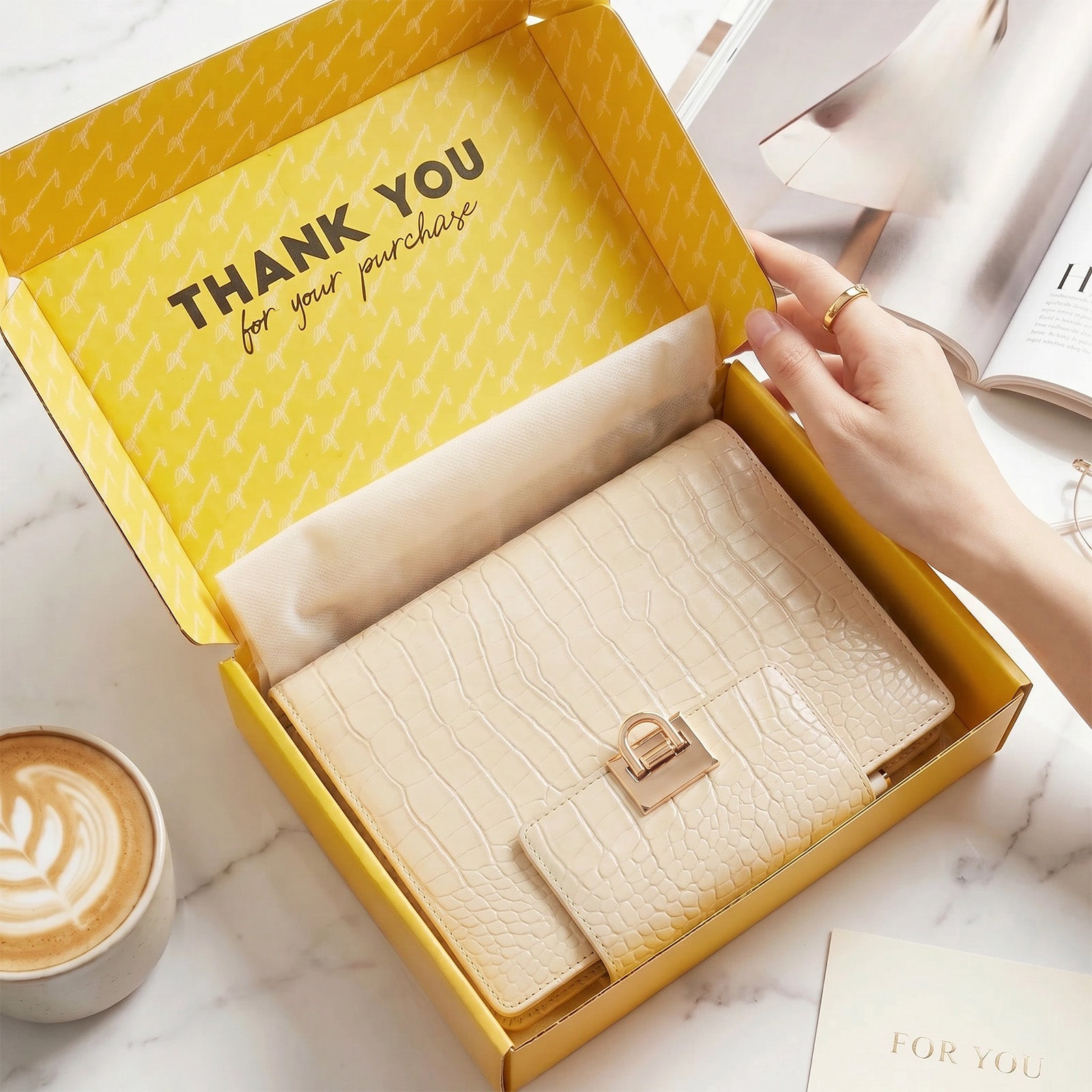 Wrapables A5 Croc-Embossed Planner and Journal Clutch, Refillable Undated Daily/Weekly Hardcover Premium Planner, Journal Notebook, Pearl Allure