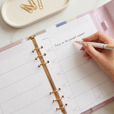 Wrapables Undated Daily/Weekly Planner, Journal Notebook, Refillable Hardcover Planner, A5 Lightning Planner and Journal Clutch, Rose Petal