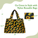 Wrapables Large Nylon Reusable Shopping Bags Foldable Shopping Tote Bags, Reusable Grocery Bags, Travel Bags (Set of 3), Floral Fruit