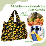 Wrapables Large Nylon Reusable Shopping Bags Foldable Shopping Tote Bags, Reusable Grocery Bags, Travel Bags (Set of 3), Floral Fruit
